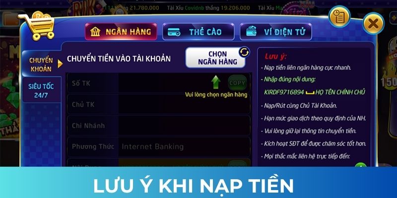 Chú ý quan trọng nạp tiền Rikvip99